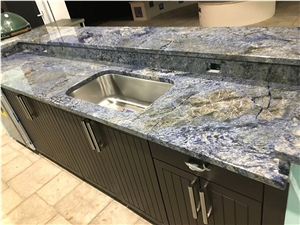 Luxury Azul Blue Bahia Granite Slab For Interior Design