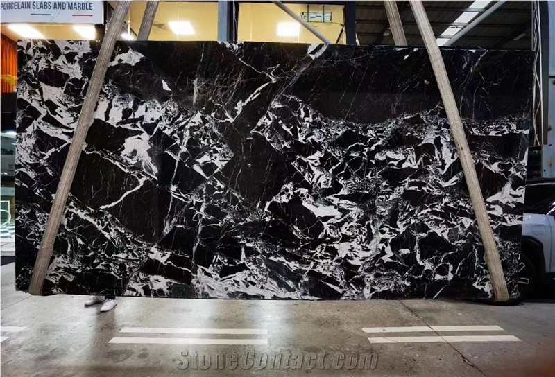 Luxury Napoleon Black Marble Polished Slab Floor Tile