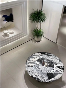Napoleon Black Marble Round Coffee Table Top