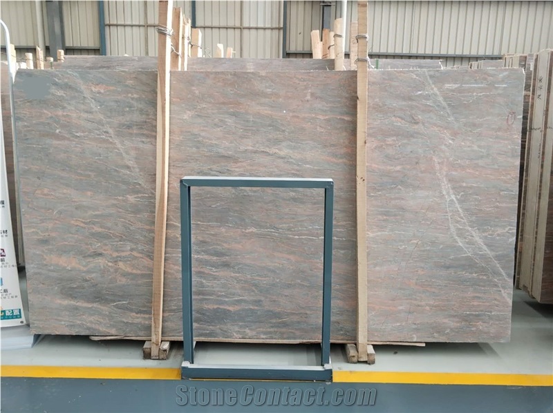 Natural Marble Grey Marble Red Vein Slab Floor Tile