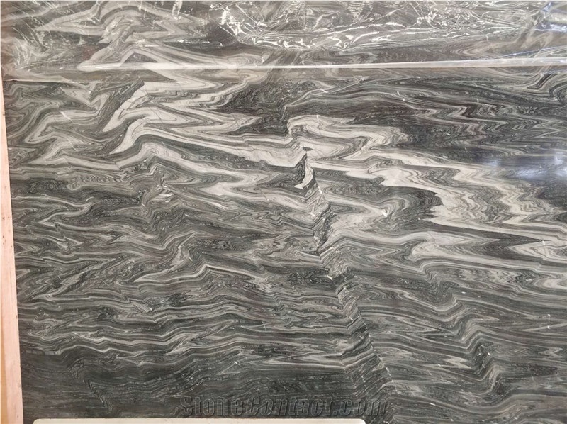 Natural Verde Galaxy Dark Grey Marble Slab