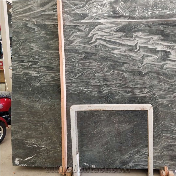Natural Verde Galaxy Dark Grey Marble Slab