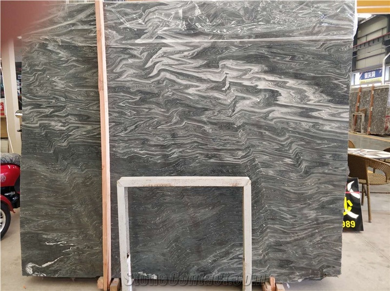 Natural Verde Galaxy Dark Grey Marble Slab