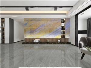 Natural Yellow Crystal Quartzite Slab Floor Tile
