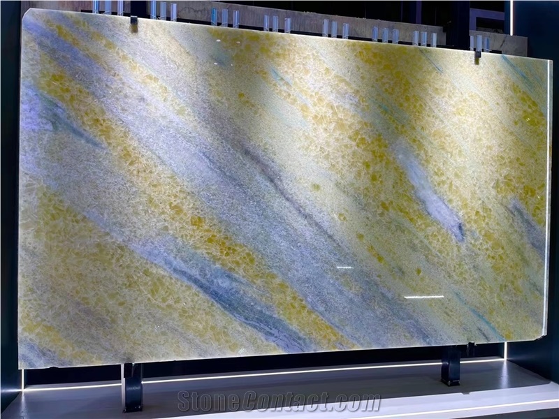 Natural Yellow Crystal Quartzite Slab Floor Tile