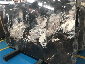 New Material Phantom Black Polished Marble Slab Floor Tile