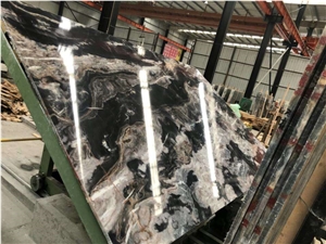 New Material Phantom Black Polished Marble Slab Floor Tile