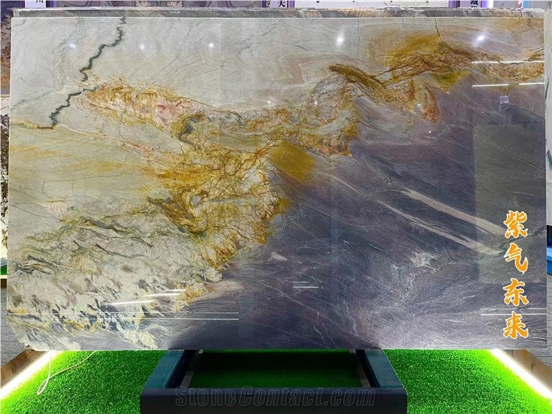 Purple East Multicolor Luxury Quartzite Slab Wall Tile