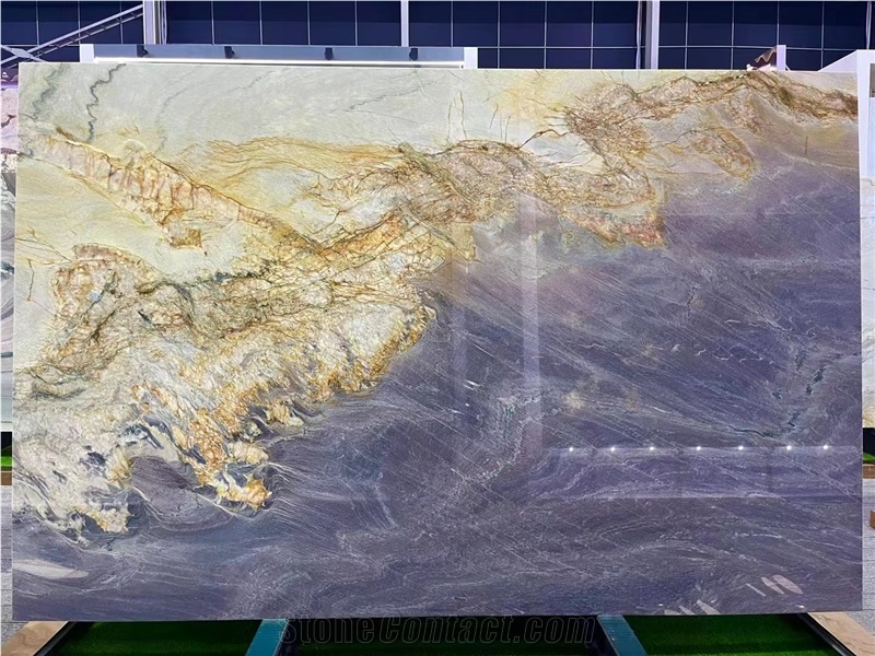 Purple East Multicolor Luxury Quartzite Slab Wall Tile