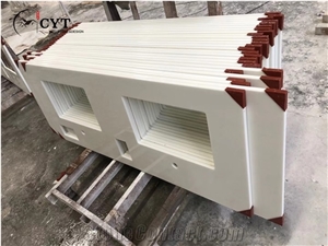 Artificial Marble Master Bathroom Prefab Vanity Bath Tops