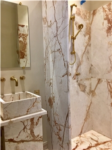 Ellikon Red Vein Marble Bathroom Countertop, Vanity Top