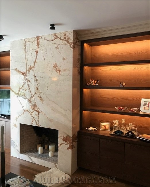Ellikon Red Vein Marble Bathroom Countertop, Vanity Top
