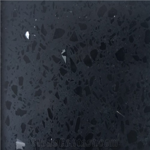 Quartz Stone Crystal Black Stone Slab & Tile