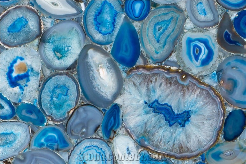 Blue Agate Semiprecious Stone Slabs