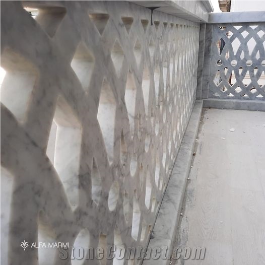 Statuario Carrara Marble Balcony Fence And Handrails