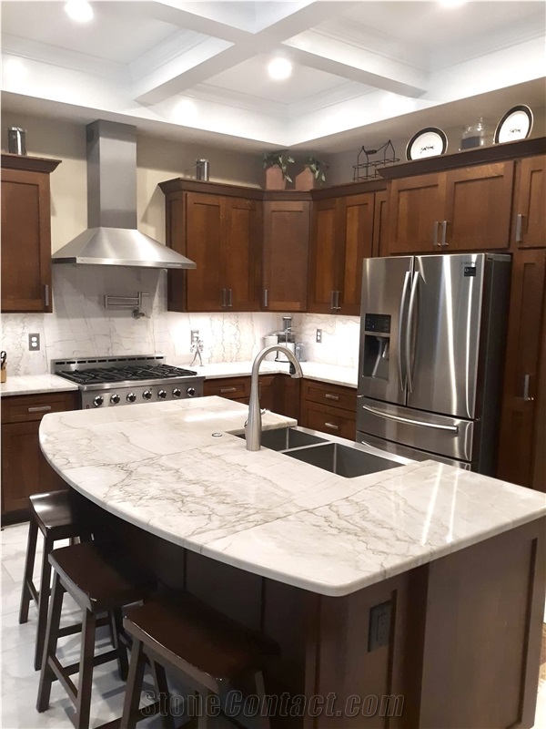 Brazil White Quartzite Kicthen Island Tops, Perimeter Tops