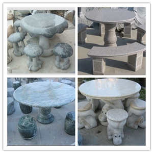 Granite Beige/Grey Garden Table, Beige/Grey Granite