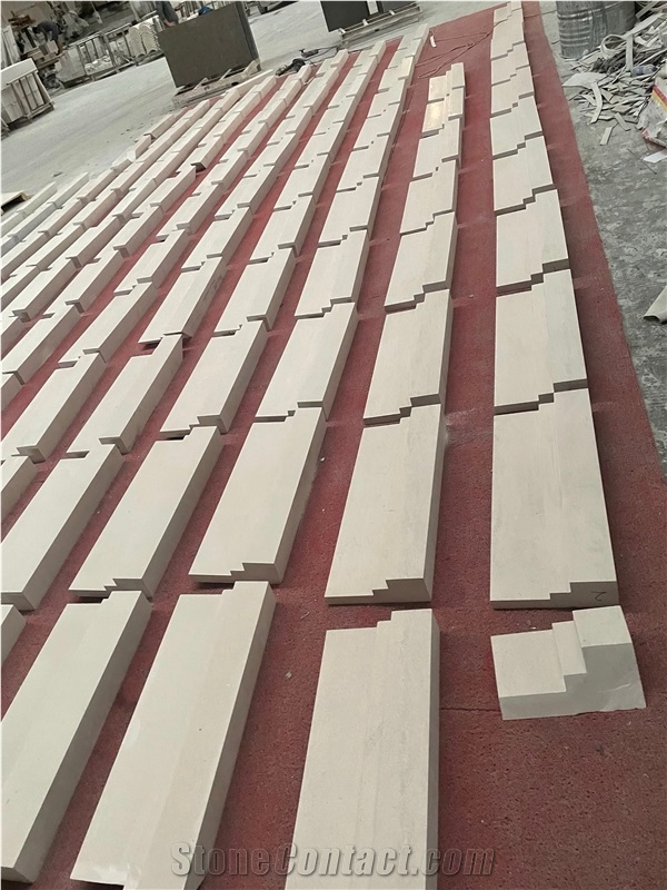 Beige Limestone Tiles Honed Wall Cladding Wall Mouldings