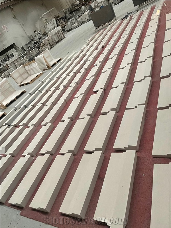 Beige Limestone Tiles Honed Wall Cladding Wall Mouldings