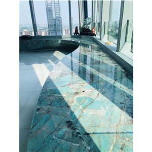 Custom Luxury Stone Green  Stone Curve Bar Top