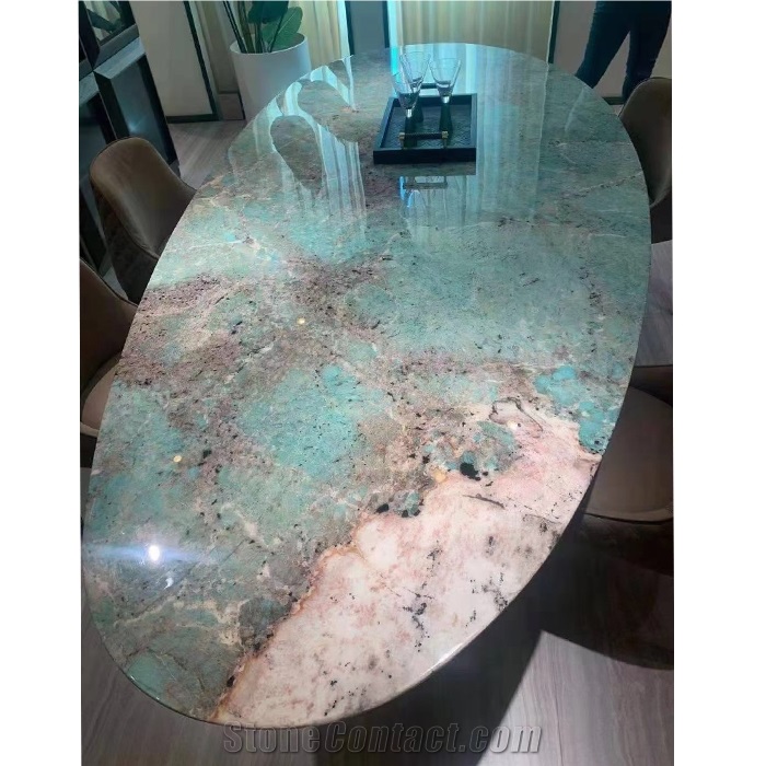 Custom Luxury Stone Green  Stone Curve Bar Top