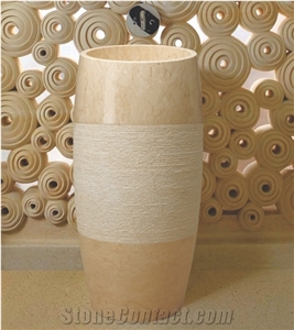 Custom Size Beige Marble Floor Standing Marble Wash Basin