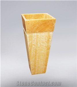 Custom Size Beige Marble Floor Standing Marble Wash Basin