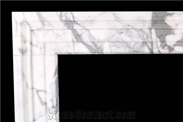 Decorative Italian White Statuary Marble Fireplace Mantel