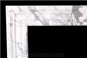 Decorative Italian White Statuary Marble Fireplace Mantel