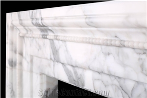 Decorative Italian White Statuary Marble Fireplace Mantel