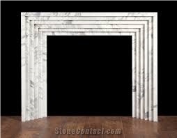 Decorative Italian White Statuary Marble Fireplace Mantel