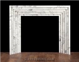 Decorative Italian White Statuary Marble Fireplace Mantel