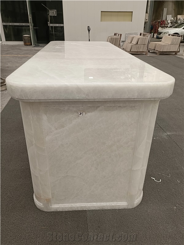 Elegent Hotel Design Snow White Onyx Stone Custom Table