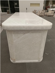 Elegent Hotel Design Snow White Onyx Stone Custom Table