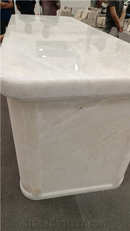Elegent Hotel Design Snow White Onyx Stone Custom Table