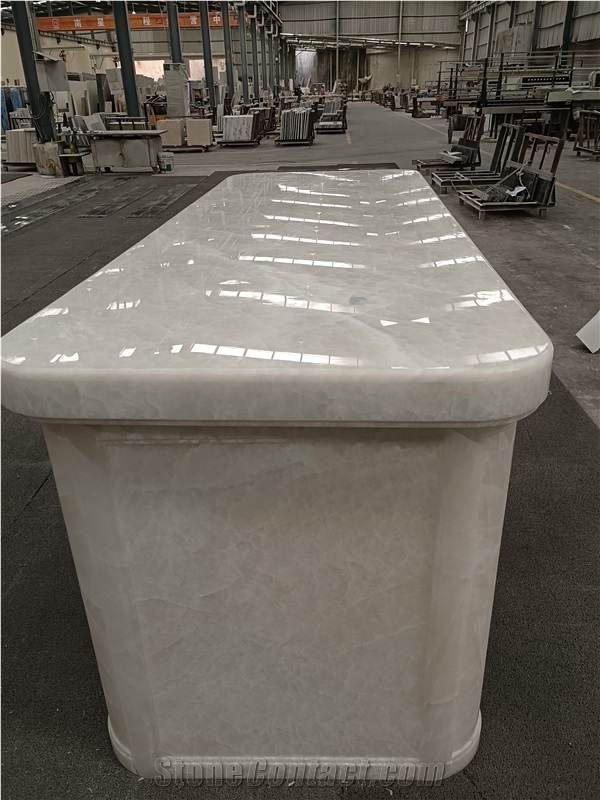 Elegent Hotel Design Snow White Onyx Stone Custom Table