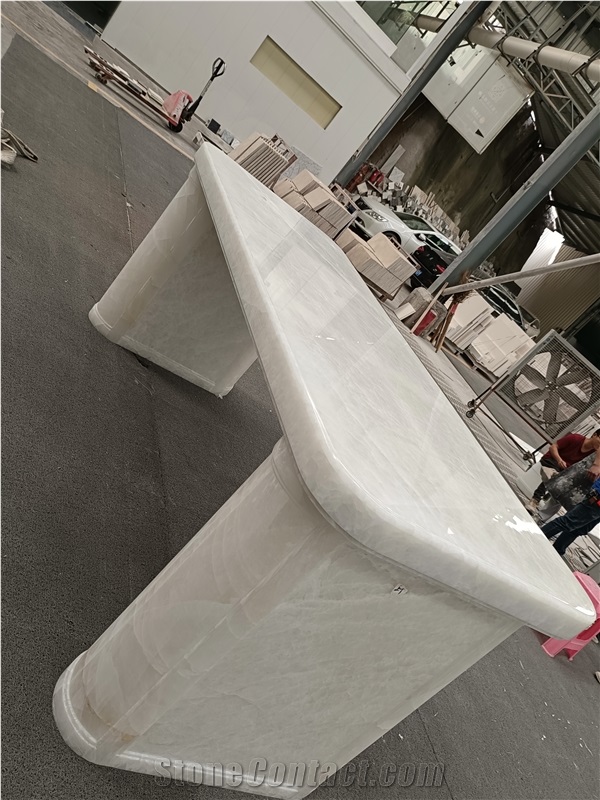 Elegent Hotel Design Snow White Onyx Stone Custom Table