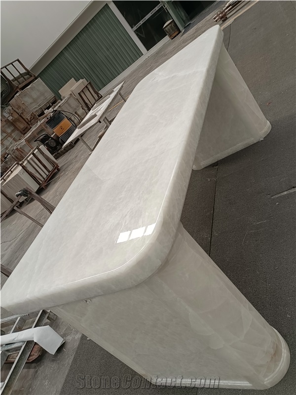 Elegent Hotel Design Snow White Onyx Stone Custom Table