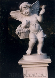 European Style Garden Decoration White Marble Child Statue
