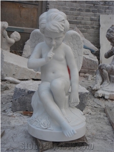 European Style Garden Decoration White Marble Child Statue