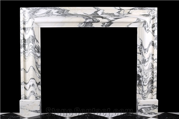 FIREPLACE IN ITALIAN ARABESCATO MARBLE FIREPLACE