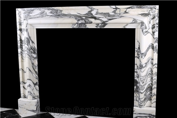 FIREPLACE IN ITALIAN ARABESCATO MARBLE FIREPLACE