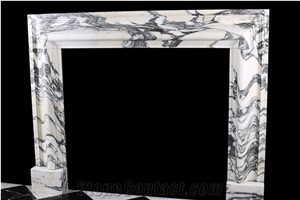 FIREPLACE IN ITALIAN ARABESCATO MARBLE FIREPLACE