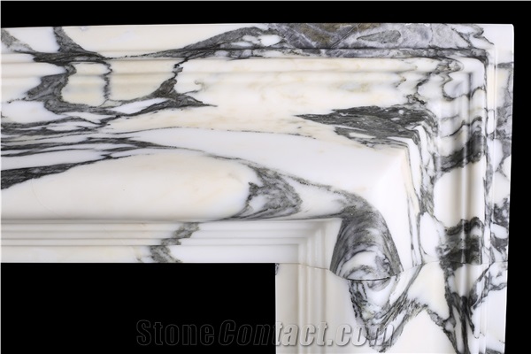 FIREPLACE IN ITALIAN ARABESCATO MARBLE FIREPLACE