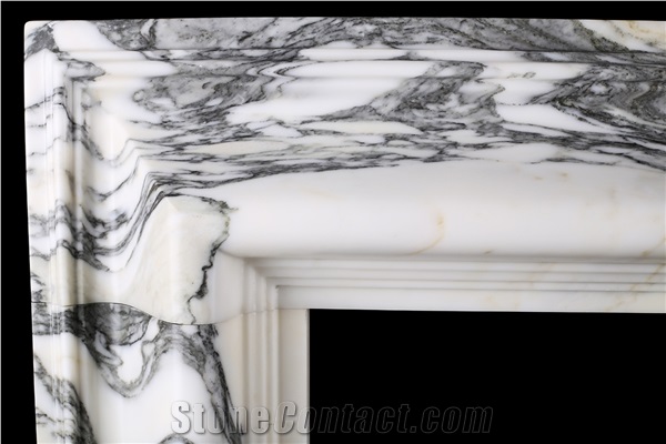 FIREPLACE IN ITALIAN ARABESCATO MARBLE FIREPLACE