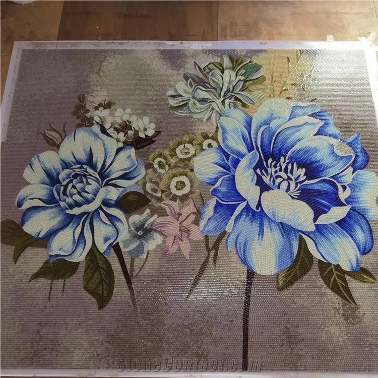 Flower Marble Art Tile Waterjet Stone Mosaic