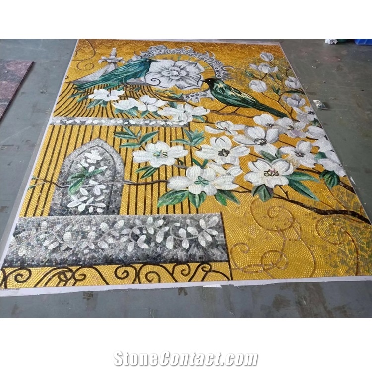 Flower Marble Art Tile Waterjet Stone Mosaic