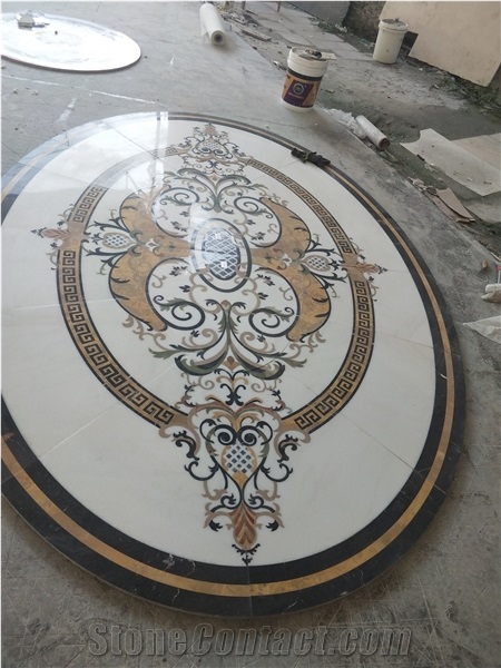 Flower Waterjet Marble Tiles Design Floor Pattern Medallion