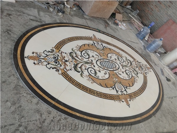 Flower Waterjet Marble Tiles Design Floor Pattern Medallion