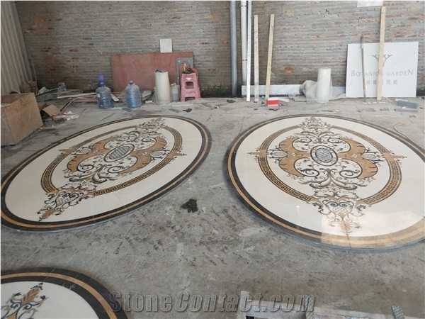 Flower Waterjet Marble Tiles Design Floor Pattern Medallion